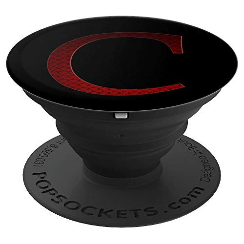 Red Initial Letter C Monogram On Black - PopSockets Grip and Stand for Phones and Tablets