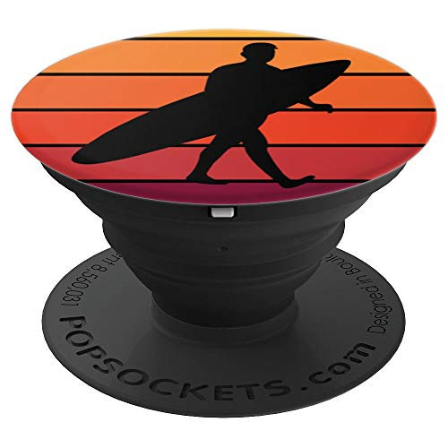 Surfer Sunset Silhouette Love Surfing Ocean Surf Beach Sun PopSockets Grip and Stand for Phones and Tablets