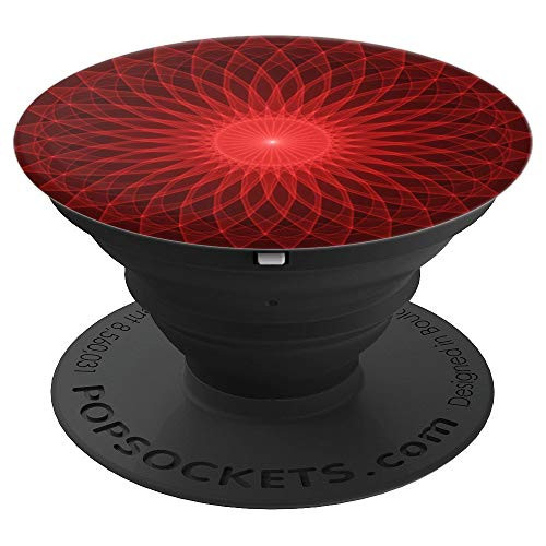 Spirograph Red Spiral Geometry Mandala Flower - PopSockets Grip and Stand for Phones and Tablets