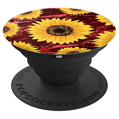 Sunflower PopSocket. Floral Pattern On Red Marble Design - PopSockets Grip and Stand for Phones and Tablets Sunflower PopSocket. Floral Pattern On Red Marble Design - PopSockets Grip and Stand for Phones and Tablets