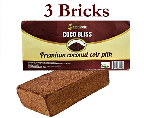 Plantonix Coco Coir Brick, OMRI Listed for Organic Use (3 Bricks)