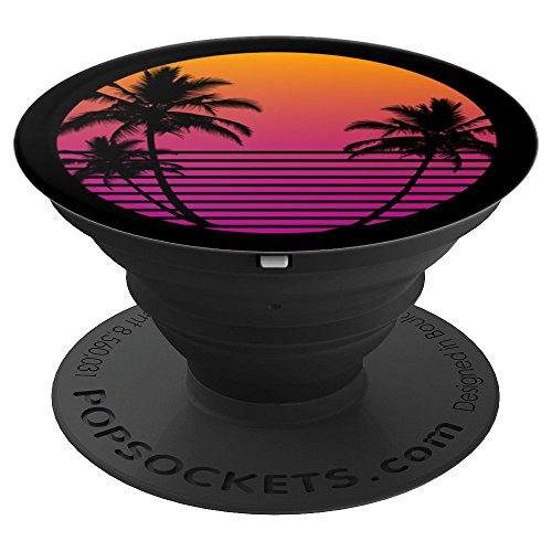 California Retro 80s Vaporwave Sunset Palm Tree - PopSockets Grip and Stand for Phones and Tablets