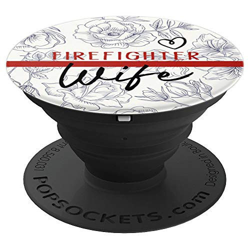 Vintage Floral, Firefighter Wife, Thin Red Line Flag Heart - PopSockets Grip and Stand for Phones and Tablets