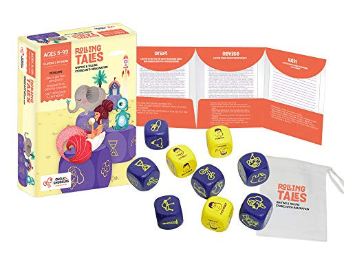 Chalk and Chuckles Rolling Tales, Story Telling Wooden Dice with Feelings & Objects 5 to 99 Years