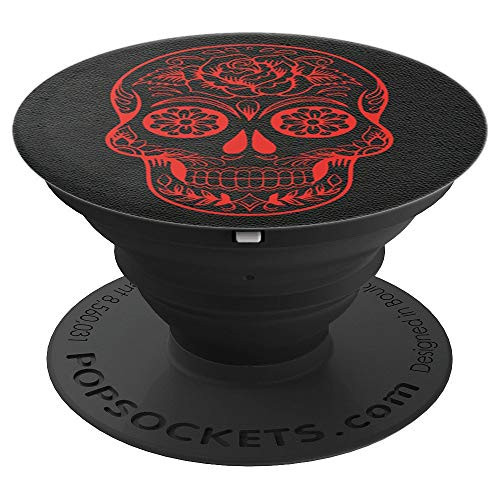 Red Skull Phone Holder Mexican Sugar Skulls Day of the Dead - PopSockets Grip and Stand for Phones and Tablets
