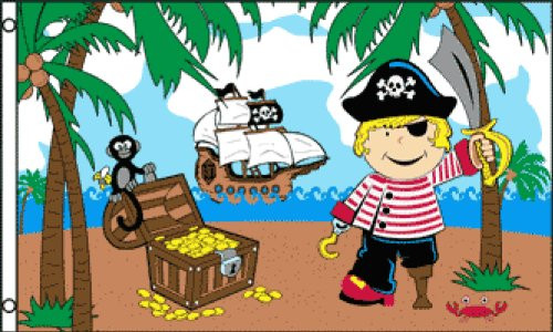 Treasure Island Pirate Boy Flag 3x5ft Poly
