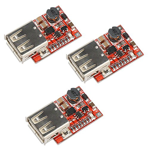 Boost Converter Module, DROK 3pcs USB DC-DC Step up 3V to 5V 1A Convert Voltage Regulator Board for MP3 MP4 Phone Charging