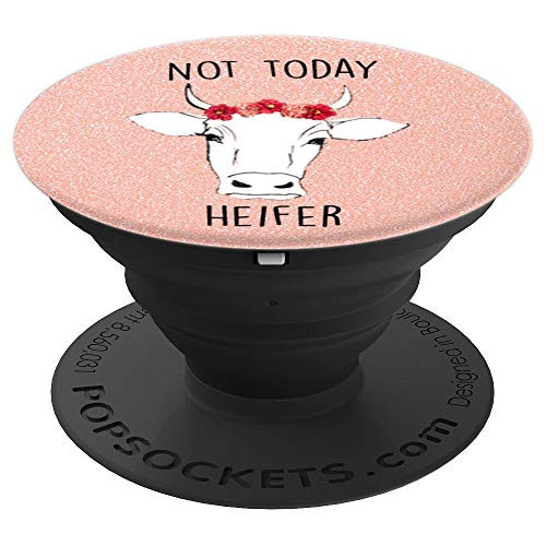 Rose Pink, Not Today Heifer, Cow Floral Head Pink Red Flower - PopSockets Grip and Stand for Phones and Tablets