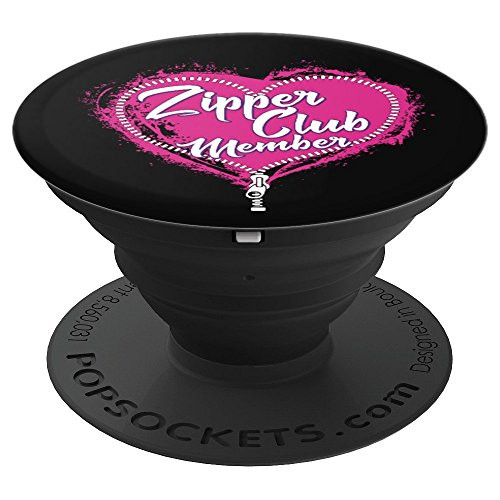 Zipper Club Member Open Heart Surgery Survivor Pink on Black - PopSockets Grip and Stand for Phones and Tablets