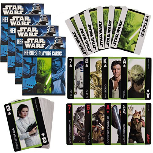 Cartamundi Star Wars 4 Pack Decks Themed Playing Cards Heroes Set Collector Pack