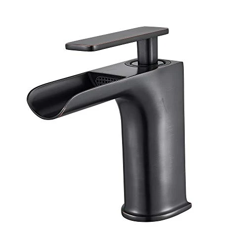 Rozin Bathroom Single Lever Waterfall Spout Vanity Basin Faucet Deck Mounted Sink Mixer Tap Oil Rubbed Bronze
