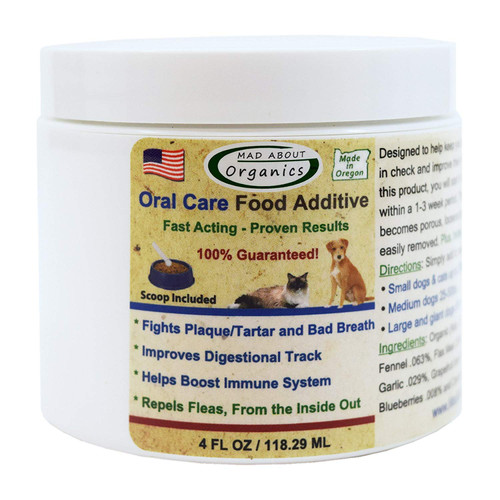 Mad About Organics All Natural Dog & Cat Oral Care Food Additive Dental Plaque Remover 4oz