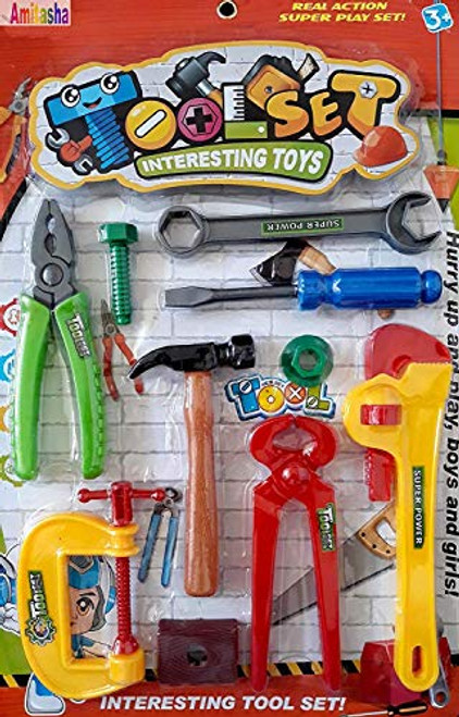 Super Toy Tool Kit Set Toys for Kids, Pretend PlaySet, Pretend Toolbox Construction Tools, Role Play Engineer Workshop Tool Kit for Kids