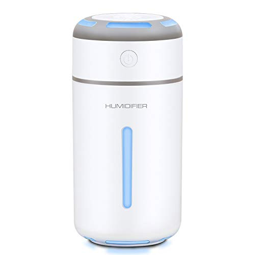 MADETEC Cool Mist Humidifier Ultrasonic Portable Mini USB Humidifier for Car Travel Office Baby Bedroom with 7 Colors Night Light and Auto Shut-Off (230ML)