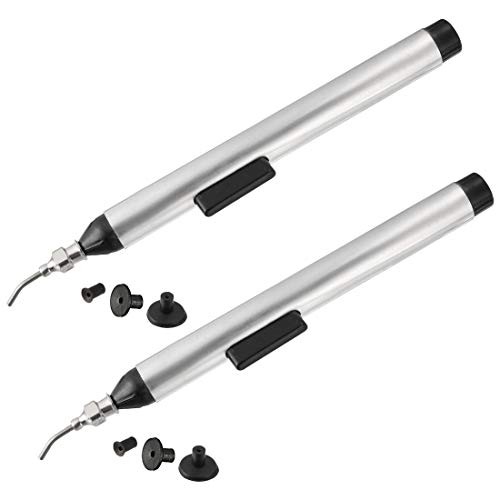 uxcell Vacuum Pen with 3 Suction Pads Desoldering Suction Pen Solder Extraction Removal Tool White for IC SMD Chip Mobile Phone Screen Replacement 2pcs