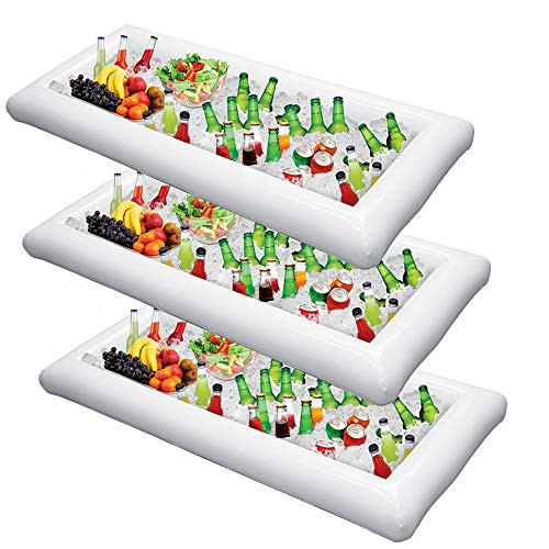 Inflatable Serving Bar Salad Ice Tray Food Drink Containers - BBQ Picnic Pool Party Supplies Buffet Luau Cooler,with a drain plug