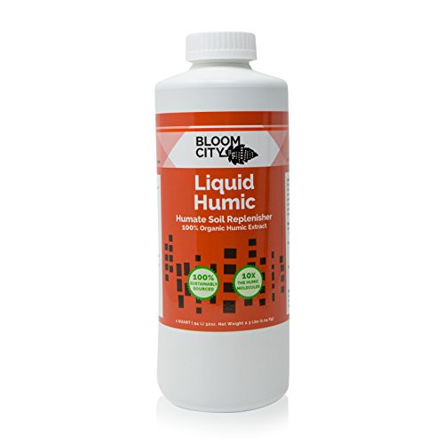 Organic Liquid Humic Soil Health Formula, Great for Gardens and Lawns, by Bloom City, Quart (32 oz) Concentrated Makes 30+ Gallons