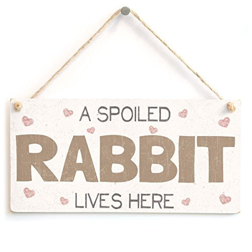 Meijiafei A Spoiled Rabbit Lives Here - Vintage PVC Rabbit Sign/Plaque 10"x5"