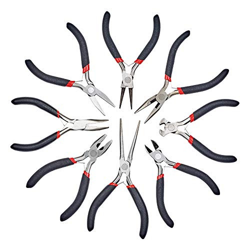 Pandahall 8-Piece Ergonomic Beading Tool Kit Jewelry Pliers Ferronickel Carbon-Hardened Steel Economical Tool Sets Beading Cutting Wrapping Joint Pliers Round Nose Flat Nose Bent Nose Pliers Black Pandahall 8-Piece Ergonomic Beading Tool Kit Jewelry Pliers Ferronickel Carbon-Hardened Steel Economical Tool Sets Beading Cutting Wrapping Joint Pliers Round Nose Flat Nose Bent Nose Pliers Black