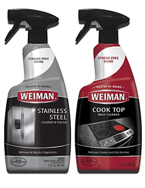 Weiman Cooktop Cleaner & Stainless Steel Cleaner - 22 Ounce - Daily Appliance Kitchen Cleaning Kit Weiman Cooktop Cleaner & Stainless Steel Cleaner - 22 Ounce - Daily Appliance Kitchen Cleaning Kit