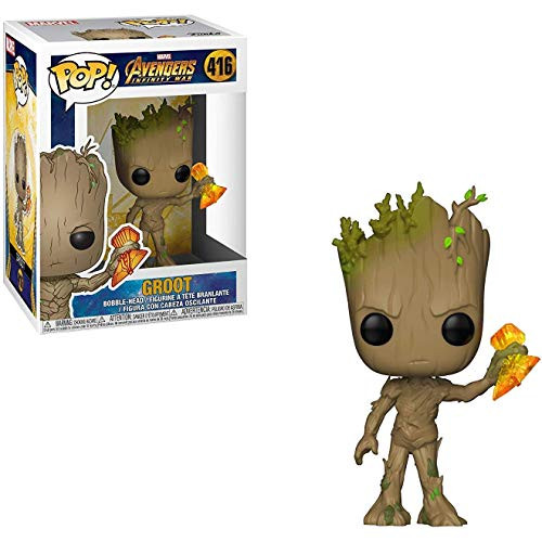 Funko Avengers Groot with Stormbreaker Pop Figure Bundle with Protector Case & 1 Marvel Trading Card