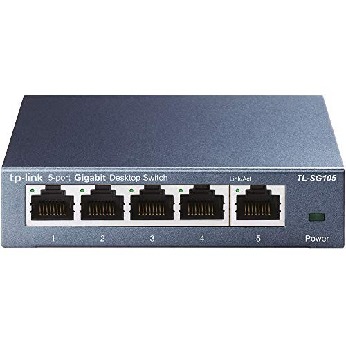 TP-Link 5 Port Gigabit Ethernet Network Switch | Ethernet Splitter | Sturdy Metal w/ Shielded Ports | Plug-and-Play | Traffic Optimization | Unmanaged (TL-SG105)