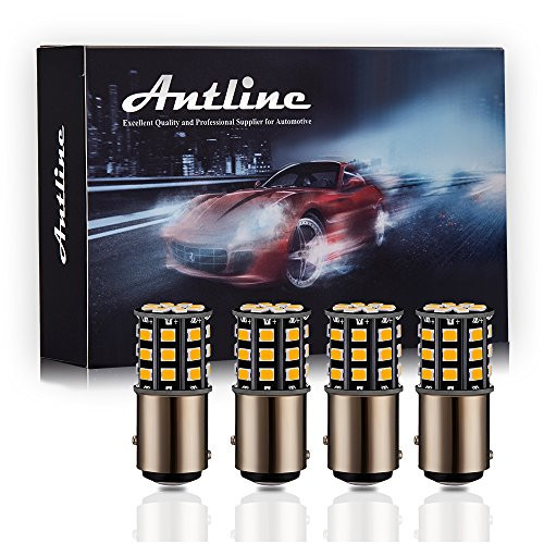 Antline 1157 2057 2357 7528 BAY15D LED Bulbs Amber Yellow, 12-24V Super Bright 1000 Lumens Replacement for Turn Signal Blinker Lights, Side Marker Lights (Pack of 4) Antline 1157 2057 2357 7528 BAY15D LED Bulbs Amber Yellow, 12-24V Super Bright 1000 Lumens Replacement for Turn Signal Blinker Lights, Side Marker Lights (Pack of 4)