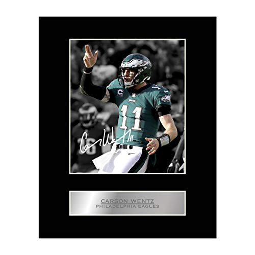 Carson Wentz Signed Mounted Photo Display Philadelphia Eagles #2 NFL Autographed Gift Picture Print