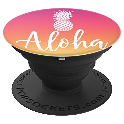 Aloha Pineapple Sunset Coral Pink Ombre Gradient - PopSockets Grip and Stand for Phones and Tablets