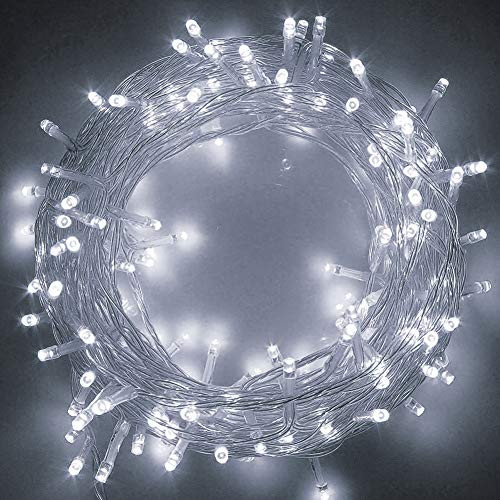 Twinkle Star 66ft 200 LED Indoor String Lights, Pulg in String Lights 8 Modes Waterproof Indoor Outdoor Christmas Tree Wedding Party Bedroom Decorations (White)