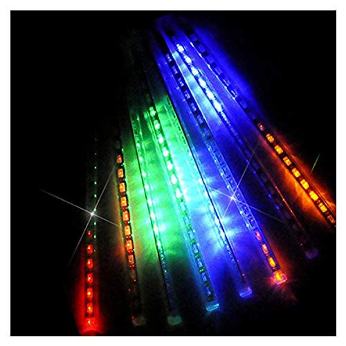 OMGAI LED Meteor Shower Rain Lights - Waterproof Drop Icicle Snow Falling Raindrop 30cm 8 Tubes Cascading Lights for Wedding Xmas Home Décor, Colourful (UL Listed Plug)