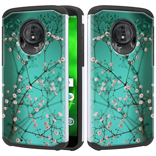 Moto G6 Case, Lacass Heavy Duty Protection and Hybrid Shock Absorption Dual Layer Protector Case Cover for Motorola Moto G (6th Gen) 2018 - Plum Blossom