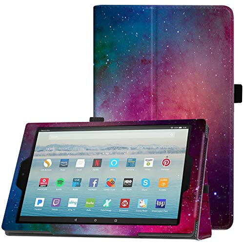 Famavala Folio Case Cover Compatible with 10.1" Amazon Fire HD 10 Tablet [7th Generation 2017 / 5th Generation 2015] (PinkGaxy)