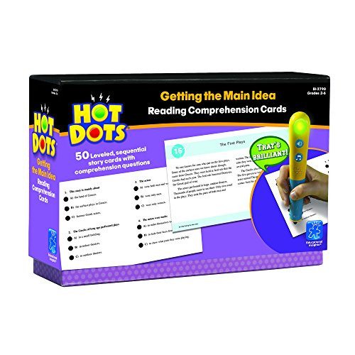 Educational Insights EI-2790 Hot Dots Reading Comprehension Cards - Getting The Main Idea, 50 Cards (Pack of 51)