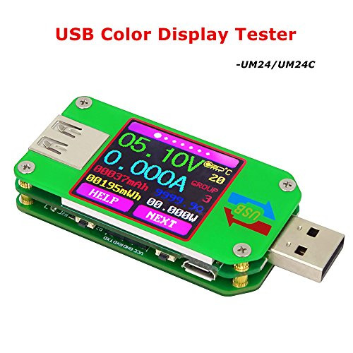 Power Meter, KKmoon USB Digital Power Meter Tester Multimeter Current and Voltage Monitor Color LCD Display Tester Voltage Current Meter Voltmeter Ammeter UM24 No Communication Version