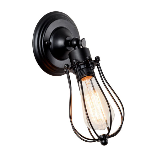 Vintage Wall Light Industrial Lighting Fixtures Adjustable Socket Rustic Sconce Wire Metal Cage Wall Lamp Indoor Home Retro Lights Fixture(Black)