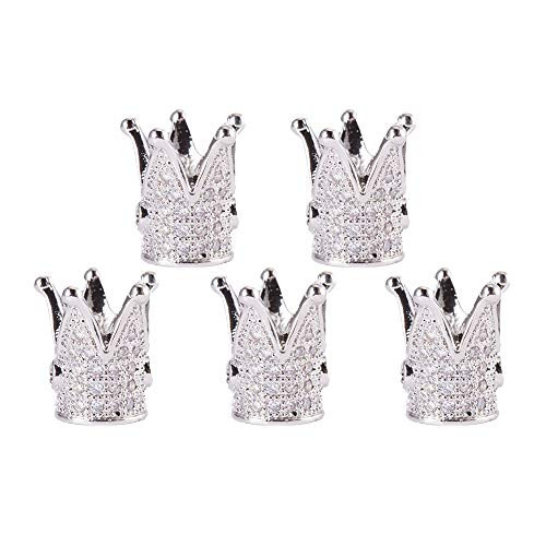NBEADS 10 Pcs Cubic Zirconia Crown Beads, Platinum Micro Pave King Crown Spacer Beads Bracelet Connector Charm Beads for DIY Jewelry Making Crafts, Lead Free & Nickel Free