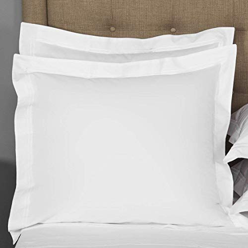 European Square Pillow Shams Set of 2 White 600 Thread Count 100% Natural Cotton pack of Two Euro 26 x 26 Pillow shams Cushion Cover, Cases Super Soft Decorative White, European 26''x26''