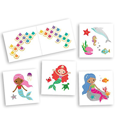 Mermaid Variety Set includes 25 assorted premium waterproof colorful metallic kids temporary foil under the sea inspired Fun Tats by Flash Tattoos, party favor