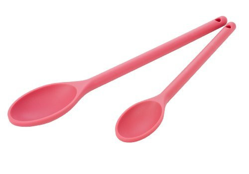 MIU France Nylon Mixing Spoons, Raspberry, 15-Inch/12-Inch, Set of 2 by MIU France