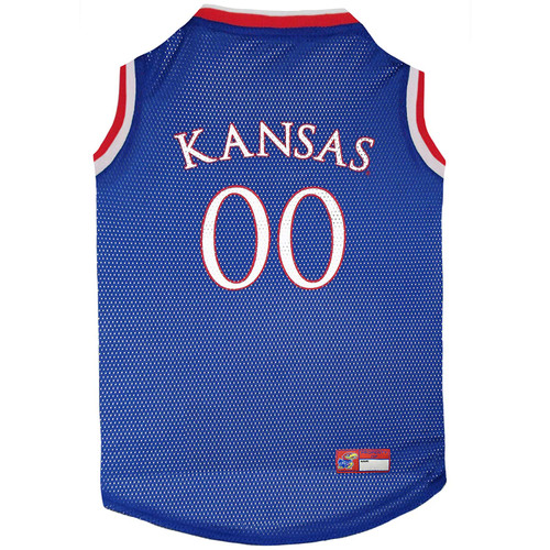 Pets First Kansas Jayhawks Basketball Mesh Jersey for Dogs & Cats, Medium