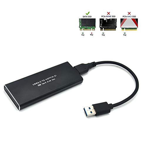 Padarsey M.2 to USB Enclosure, M2 SSD Adapter with Case, Portable M.2 SSD Reader, M.2 SATA SSD Based B Key External Hard Drive Enclosure, Support 2230 2242 2260 2280