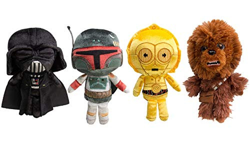 Star Wars Funko (Set of 4) Galactic Plushies Cute Stuffed Animals Star Wars Plush Toys For Kids and Adults Darth Vader Chewbacca Boba Fett C3PO