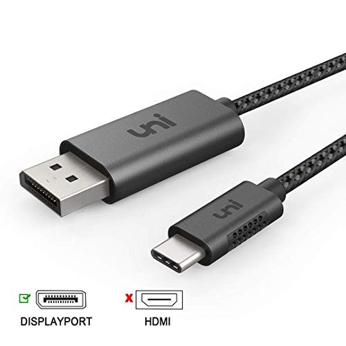 USB C to DisplayPort Cable (4K@60Hz), uni Thunderbolt 3 to DisplayPort Cable Compatible for MacBook Pro 2018/2017, MacBook Air/iPad Pro 2018, XPS 15, Surface Book 2 and More-Gray, 6FT/1.8m(Not HDMI