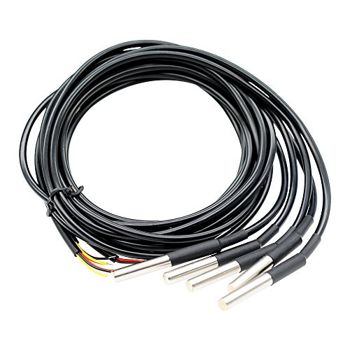 Aideepen 5PCS DS18B20 Waterproof Temperature Sensor Digital Thermal Temp Stainless Steel Tube Probe 3 Meter Cable