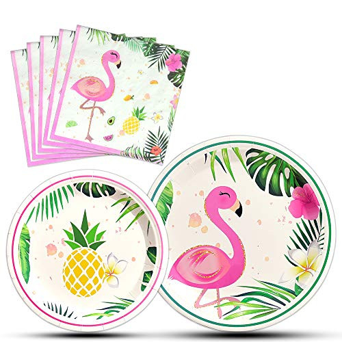 WERNNSAI Flamingo Party Supplies - Luau Disposable Summer Hawaiian Themed Tableware Set for Girl Kids Birthday Dinner Dessert Plates and Napkins Serves 16 Guests 48PCS WERNNSAI Flamingo Party Supplies - Luau Disposable Summer Hawaiian Themed Tableware Set for Girl Kids Birthday Dinner Dessert Plates and Napkins Serves 16 Guests 48PCS