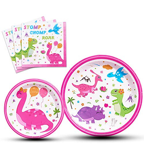 WERNNSAI Disposable Dinosaur Plates and Napkins - Dino Party Supplies for Girls Luncheon Dinner Dessert Cake Plates Baby Shower Birthday Party Tableware Kit 48PCS Serves 16 Guests WERNNSAI Disposable Dinosaur Plates and Napkins - Dino Party Supplies for Girls Luncheon Dinner Dessert Cake Plates Baby Shower Birthday Party Tableware Kit 48PCS Serves 16 Guests