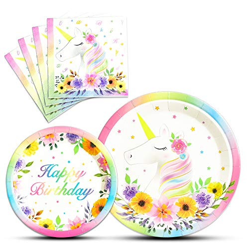 WERNNSAI Unicorn Birthday Party Supplies for Girls - 48PCS Plates and Napkins Unicorn Theme Disposable Tableware Set for Luncheon Dinner Dessert (Serves 16 Guests) WERNNSAI Unicorn Birthday Party Supplies for Girls - 48PCS Plates and Napkins Unicorn Theme Disposable Tableware Set for Luncheon Dinner Dessert (Serves 16 Guests)
