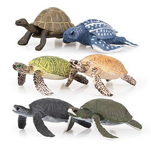 TOYMANY 6PCS Realistic Sea Turtle Figurines, Plastic Ocean Sea Animals Figures Set Includes of Turtles, Educational Toy Cake Toppers Christmas Birthday Gift for Kids Toddlers