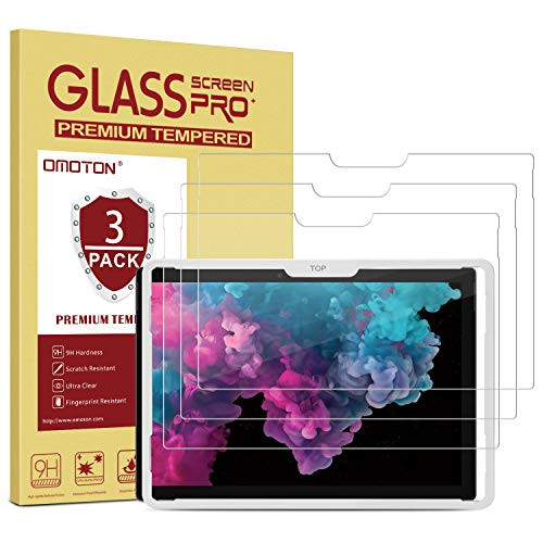 OMOTON [3-Pack] Screen Protector for Surface Pro 6 / Surface Pro (5th Gen) / Surface Pro 4 - Tempered Glass/Guide Frame/Easy Installation